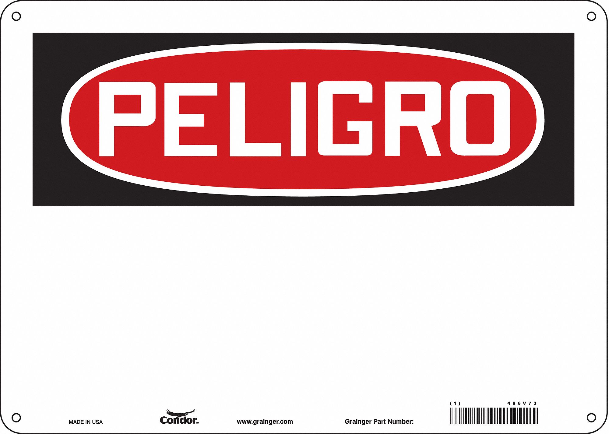Safety Sign: Aluminum, Mounting Holes Sign Mounting, 10 in x 14 in Nominal Sign Size, 0.032 in Thick