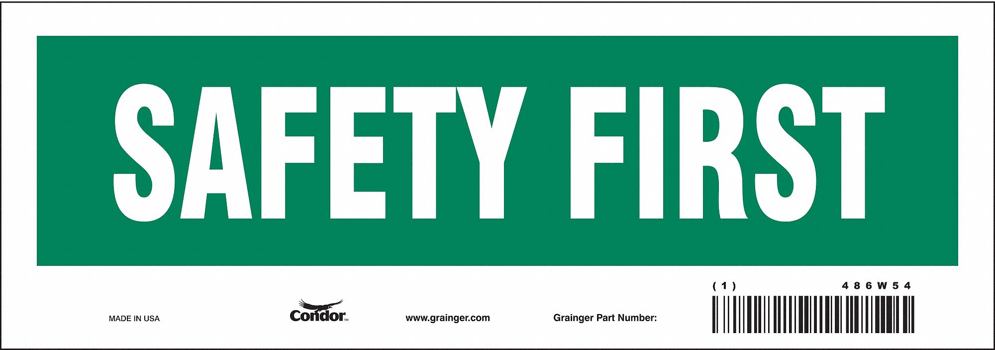 Safety Sign, 3.5in x 10in, Vinyl