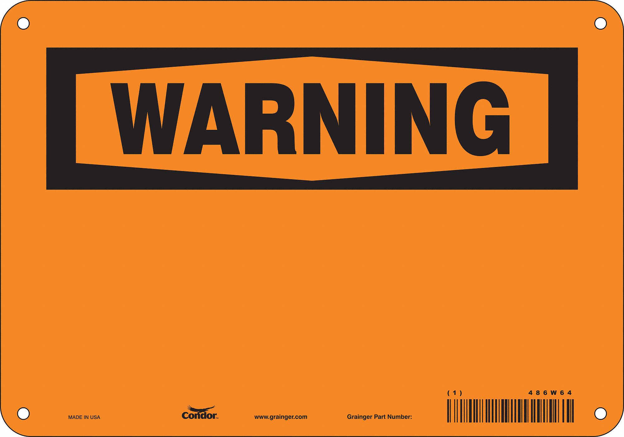 Safety Sign: Aluminum, Mounting Holes Sign Mounting, 7 in x 10 in Nominal Sign Size, 0.032 in Thick
