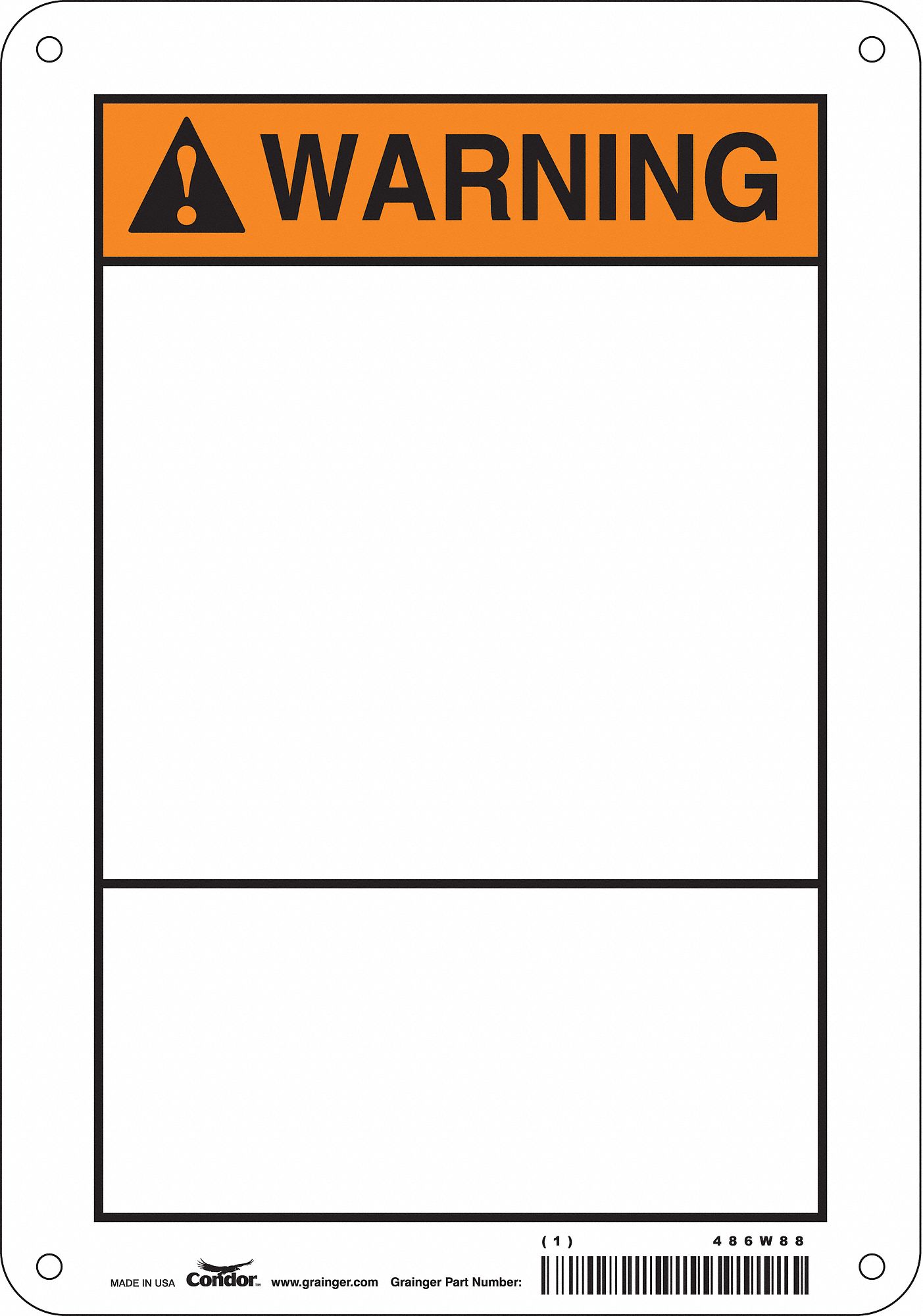 Safety Sign: Aluminum, Mounting Holes Sign Mounting, 10 in x 7 in Nominal Sign Size, 0.032 in Thick