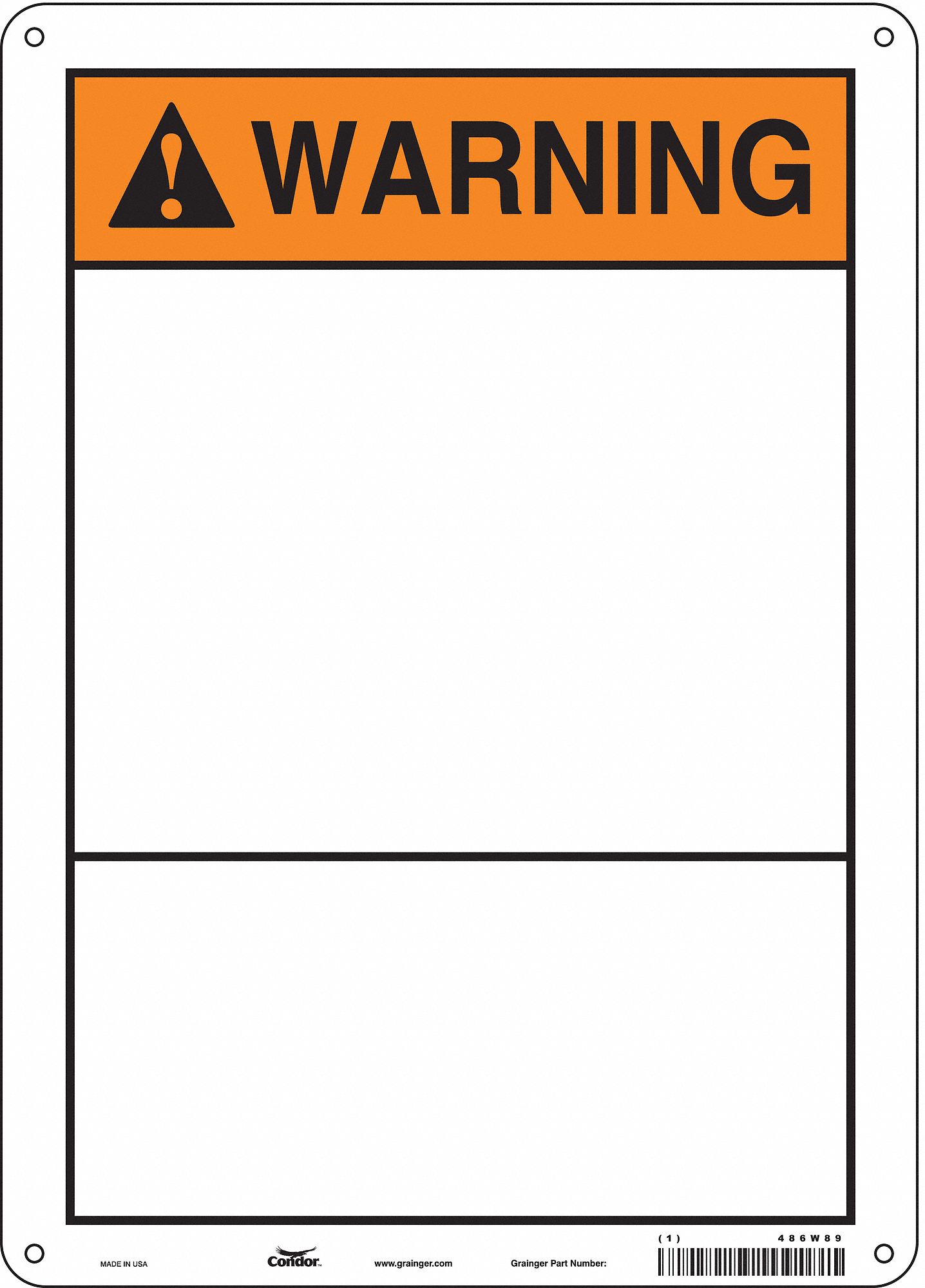 Safety Sign: Aluminum, Mounting Holes Sign Mounting, 14 in x 10 in Nominal Sign Size, 0.032 in Thick