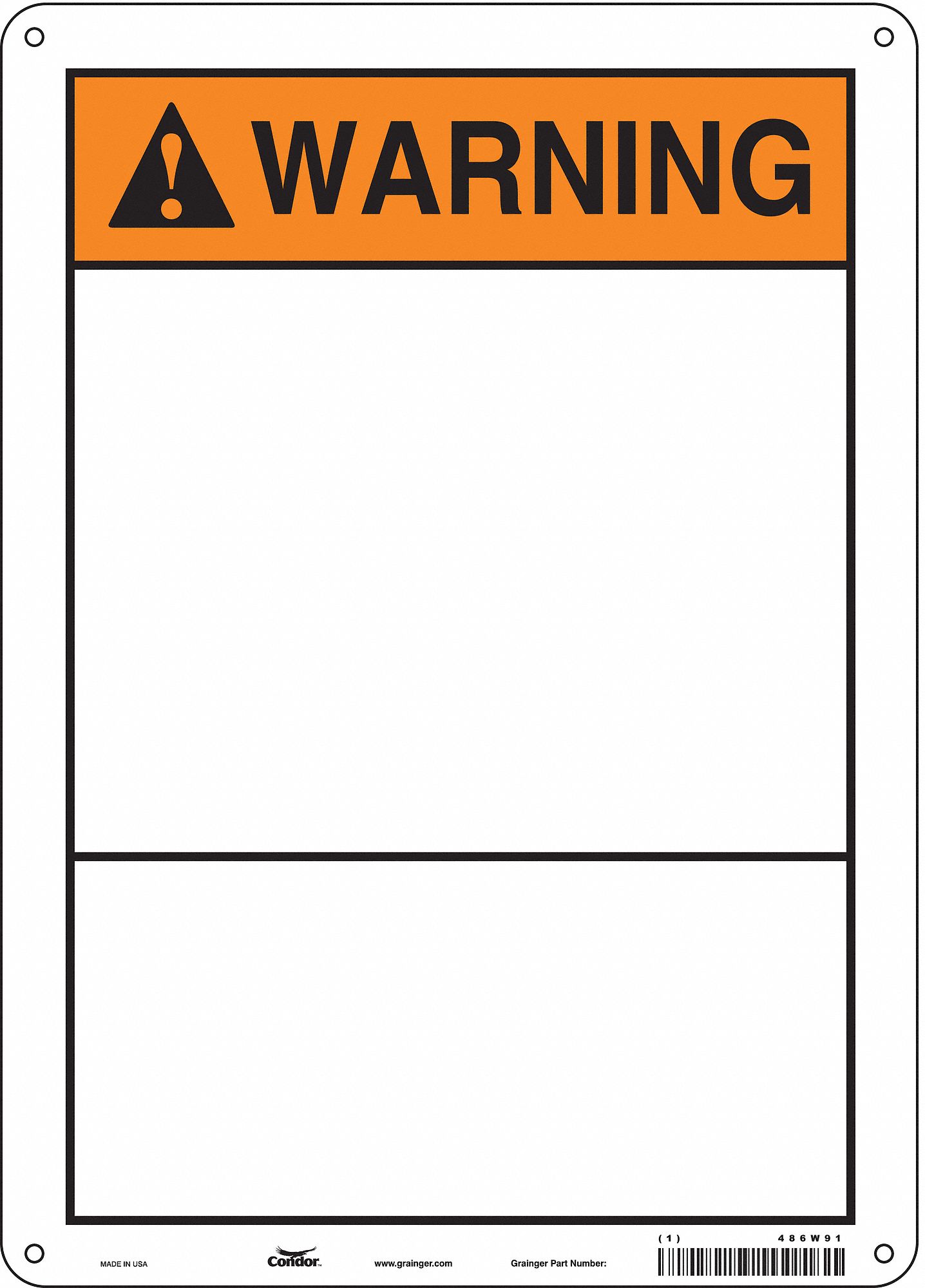 Safety Sign: Polyethylene, Mounting Holes Sign Mounting, 14 in x 10 in Nominal Sign Size