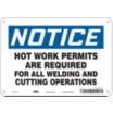 Notice: Hot Work Permits Are Required For All Welding And Cutting Operations Signs