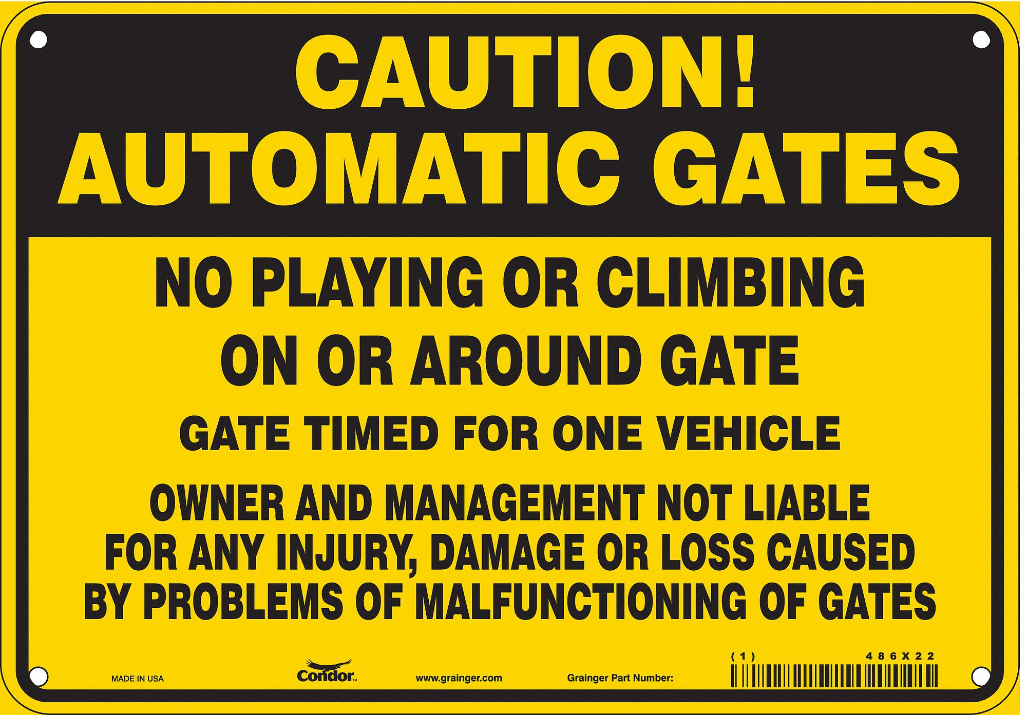 Safety Sign: Aluminum, Mounting Holes Sign Mounting, 7 in x 10 in Nominal Sign Size, 0.032 in Thick