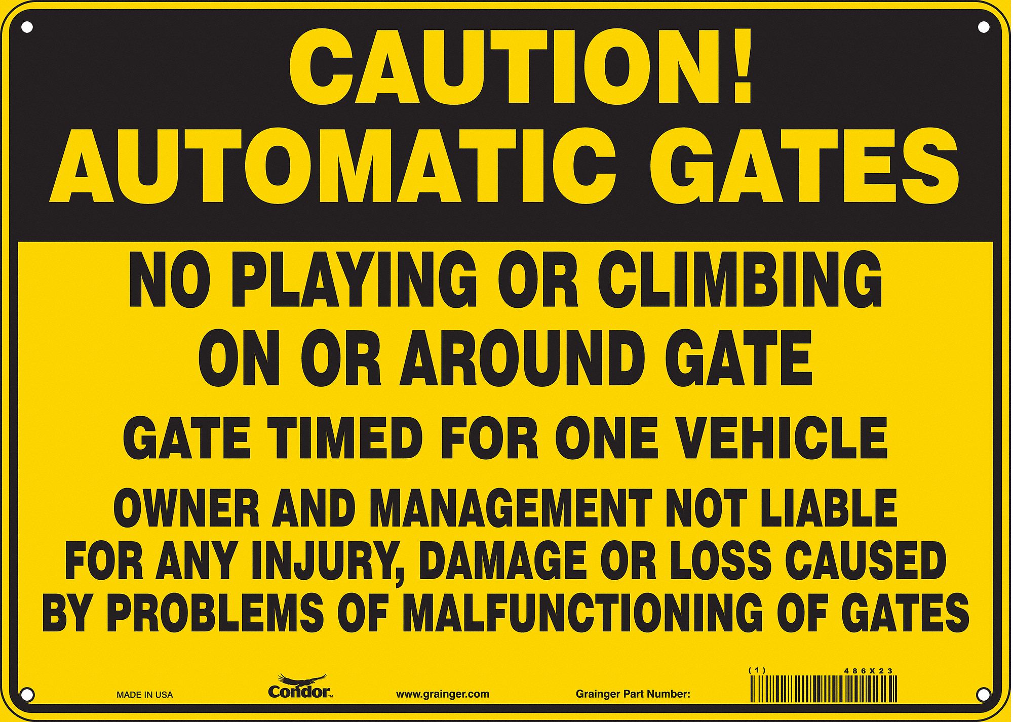 Safety Sign: Aluminum, Mounting Holes Sign Mounting, 10 in x 14 in Nominal Sign Size, 0.032 in Thick