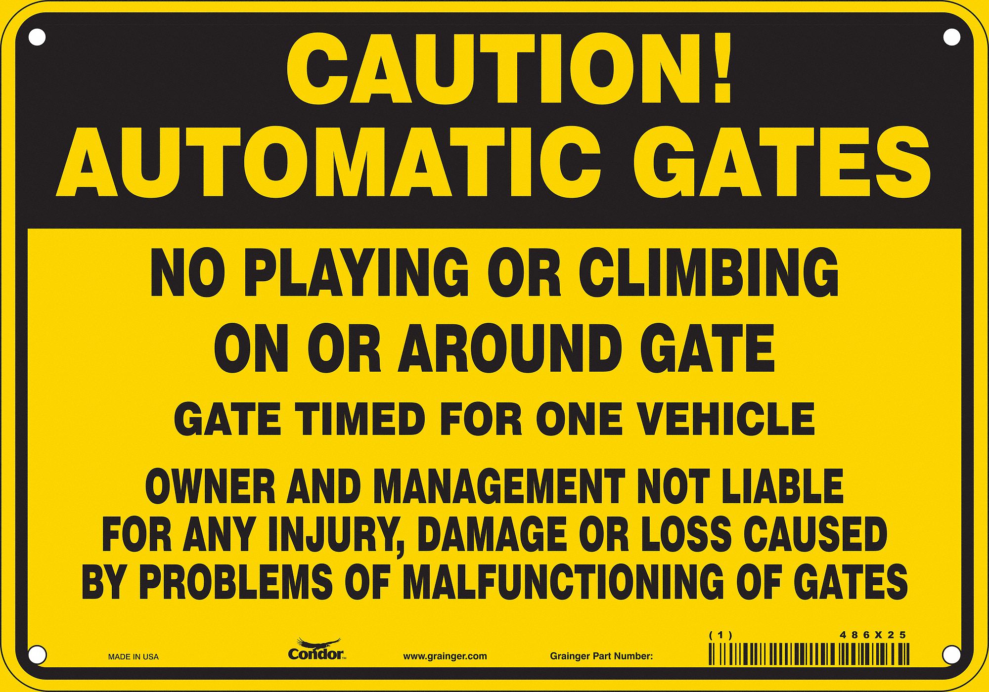 Safety Sign: Polyethylene, Mounting Holes Sign Mounting, 7 in x 10 in Nominal Sign Size, Caution