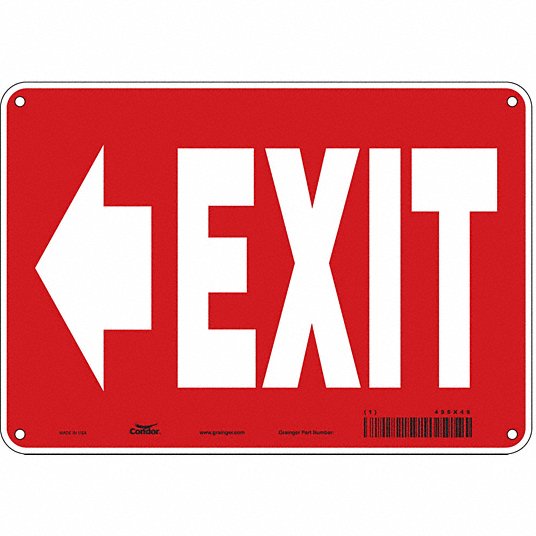 Horizontal Metal Sign Multiple Sizes Exit Right Arrow Red Background OSHA 