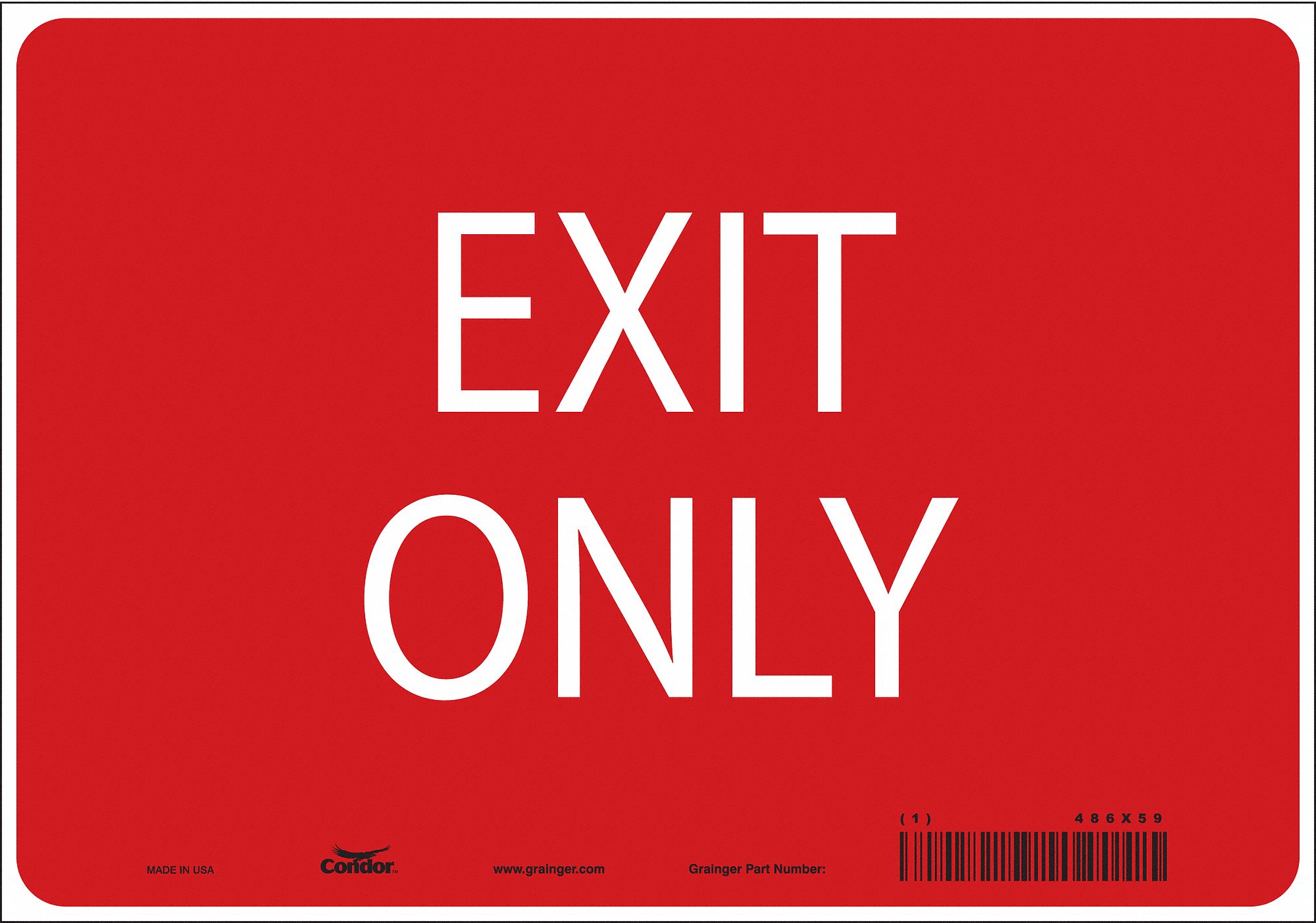 SAFETY SIGN, VINYL, ADHESIVE MOUNT, 7 IN X 10 IN NOMINAL SIGN SIZE, NOT RETROREFLECTIVE, EXIT ONLY