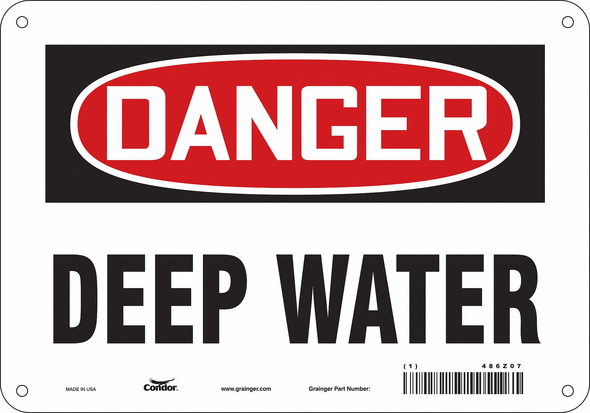 Safety Sign: Aluminum, Mounting Holes Sign Mounting, 7 in x 10 in Nominal Sign Size, 0.032 in Thick