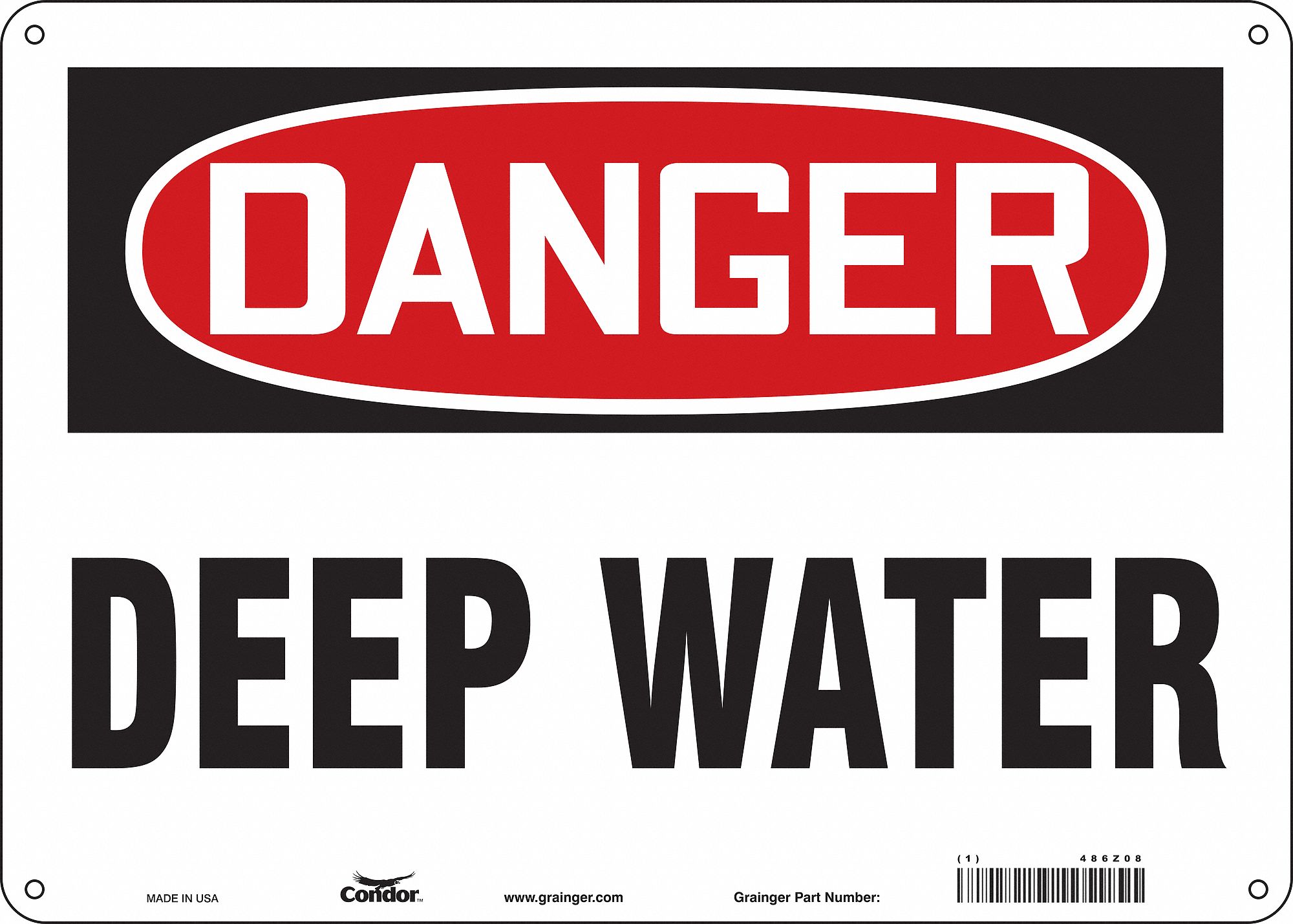 Safety Sign: Aluminum, Mounting Holes Sign Mounting, 10 in x 14 in Nominal Sign Size, 0.032 in Thick