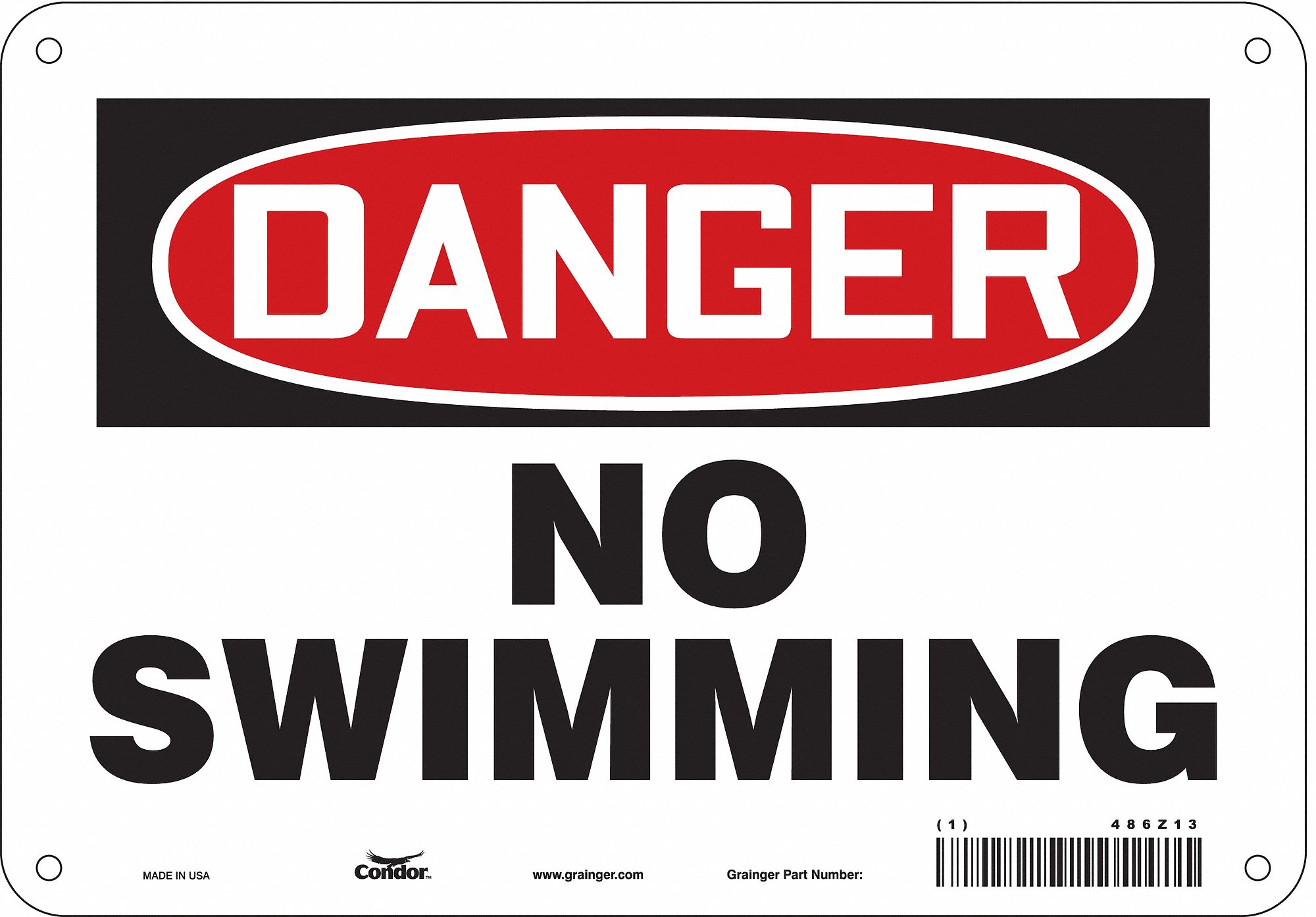 Safety Sign: Aluminum, Mounting Holes Sign Mounting, 7 in x 10 in Nominal Sign Size, 0.032 in Thick