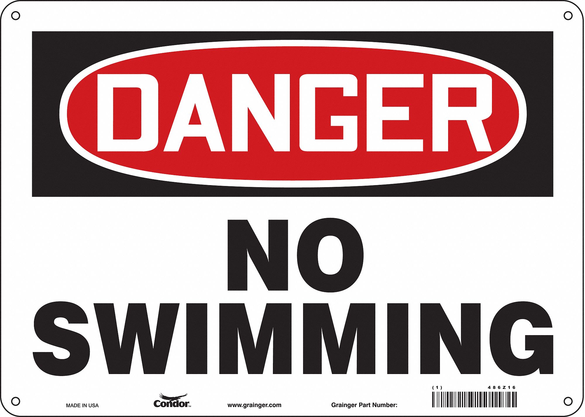 Safety Sign: Polyethylene, Mounting Holes Sign Mounting, 10 in x 14 in Nominal Sign Size, Danger