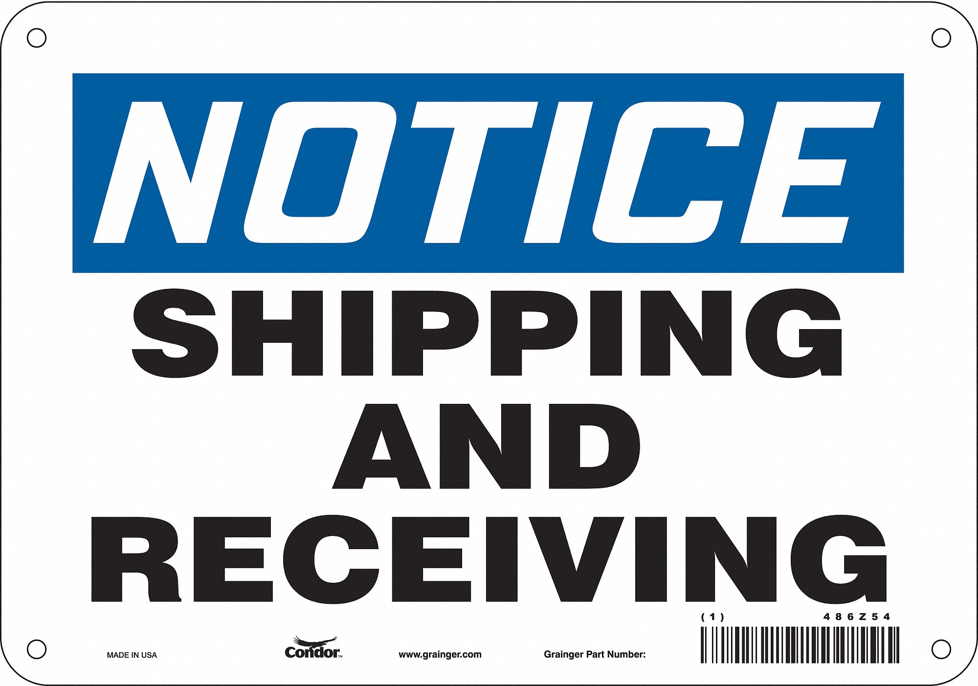Safety Sign: Polyethylene, Mounting Holes Sign Mounting, 7 in x 10 in Nominal Sign Size