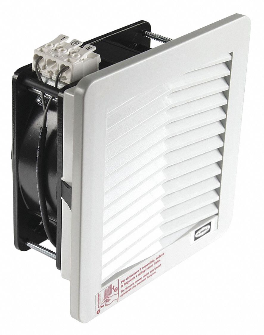 Standard Square Axial Fan: 3 3/16 in Ht, 2 7/8 in Dp, 218 cfm, IP43, PBT Plastic, 115V AC
