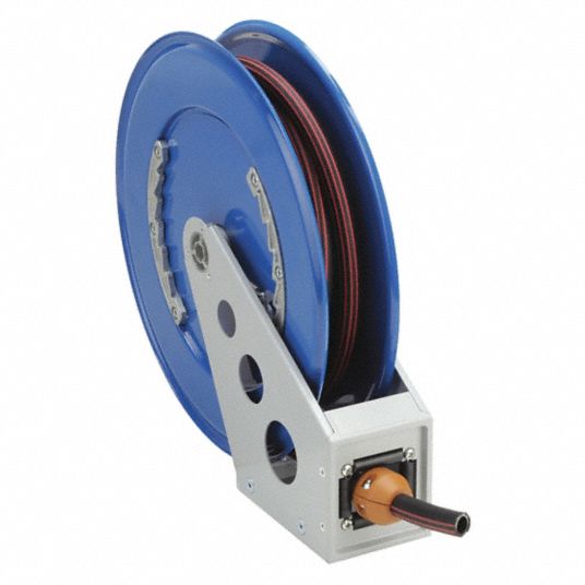 Spring Return Hose Reel: 25 ft (3/4 in I.D.), 3/4 in FBSP x 4 in FBSP, 145  psi Max Op Pressure, Blue