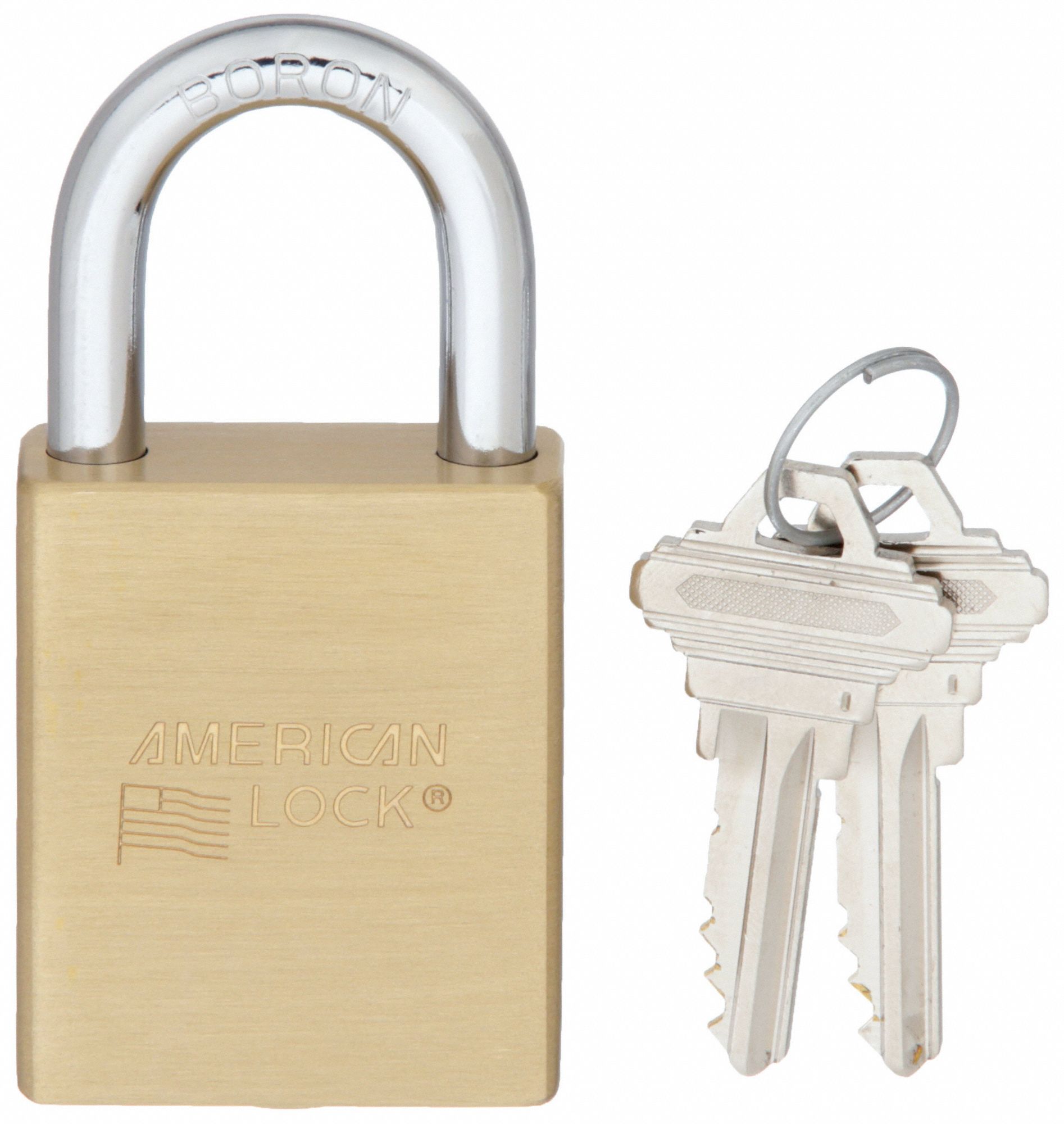 KEYED PADLOCK, 1 1/8 IN VERTICAL SHACKLE CLEARANCE, 15/16 IN HORIZONTAL SHACKLE CLEARANCE, 04T2222 KEY, GOLD
