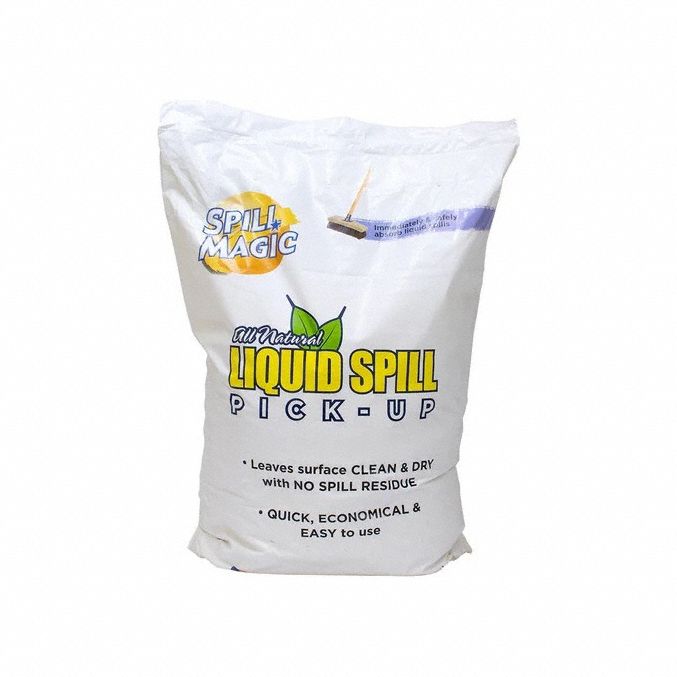 Loose Sorbent: Amorphous Alumina Silicate, 12 lb Volume Absorbed per Pkg., 12 lb Wt, Bag