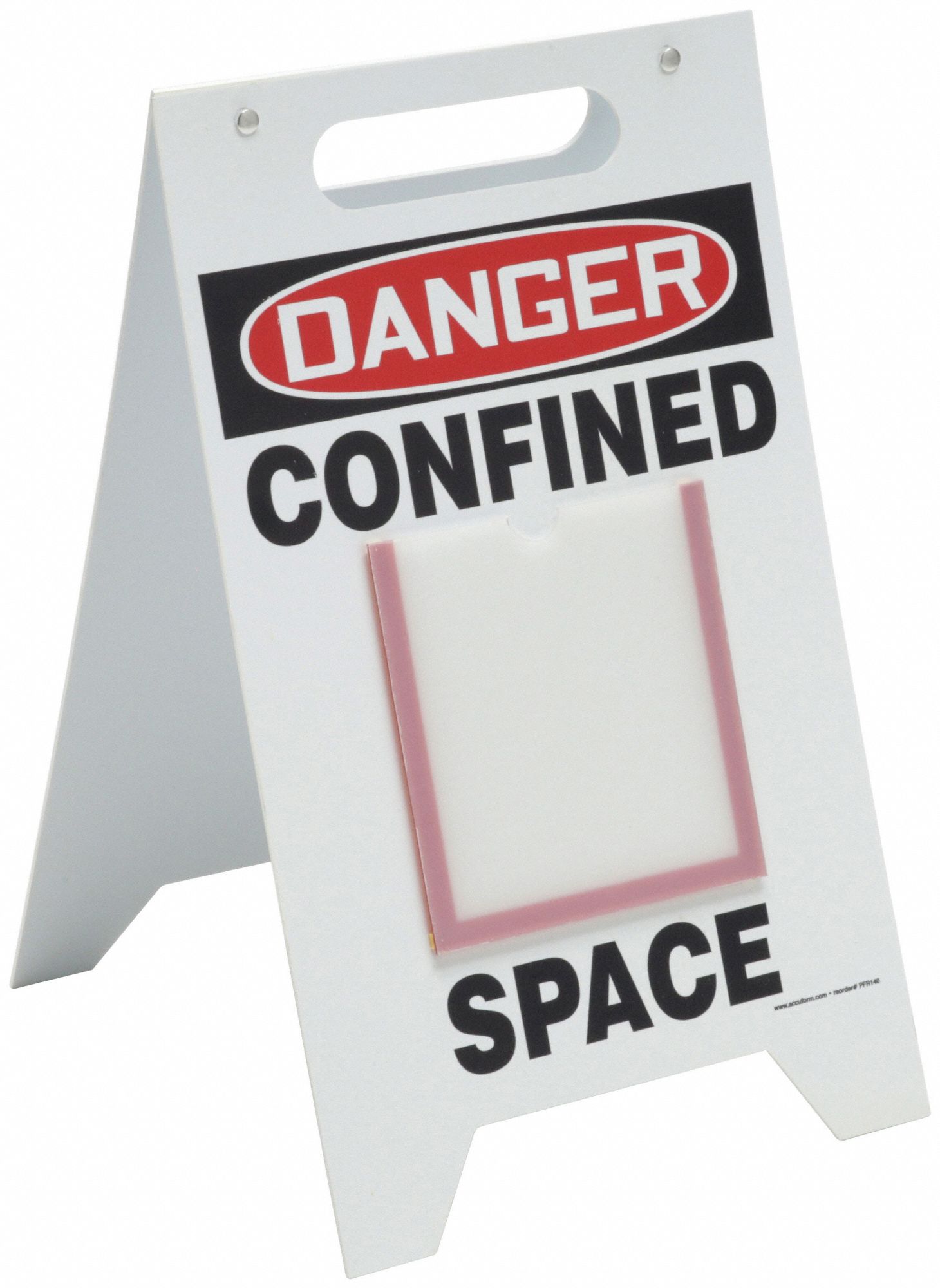FLOOR SIGN, PLASTIC, 20 IN X 12 IN X¼ IN NOMINAL SIGN SIZE, NOT RETROREFLECTIVE, WHITE, CONFINED SPACE