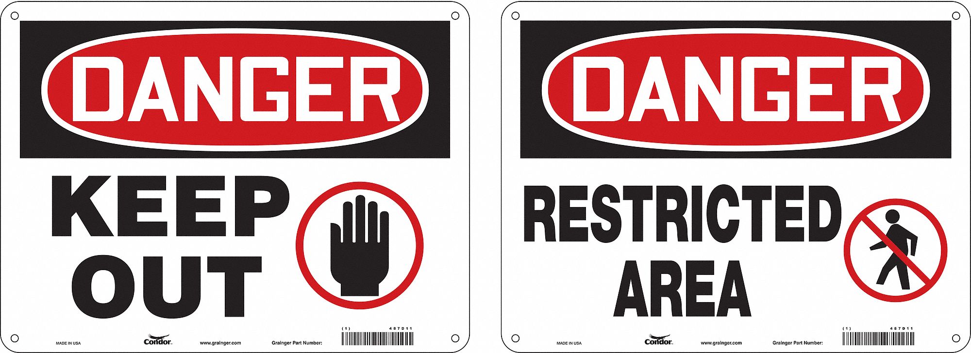 QUICK SIGN FOLD-UPS INSERT, DANGER KEEP OUT, PLASTIC, WHITE/BLACK, NOT RETROREFLECTIVE, DANGER KEEP OUT