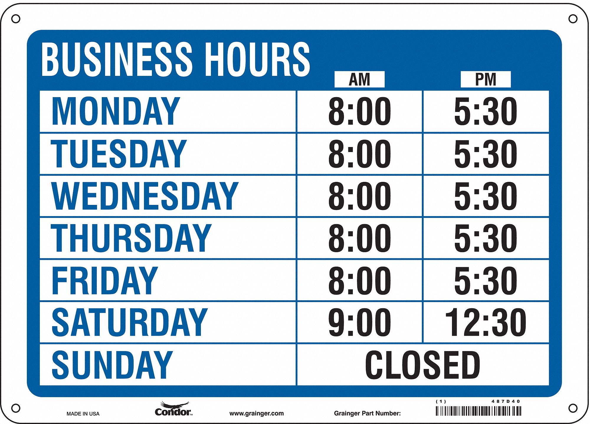 Admittance Sign: Vinyl, 10 in x 14 in Nominal Sign Size, 0.004 in Thick