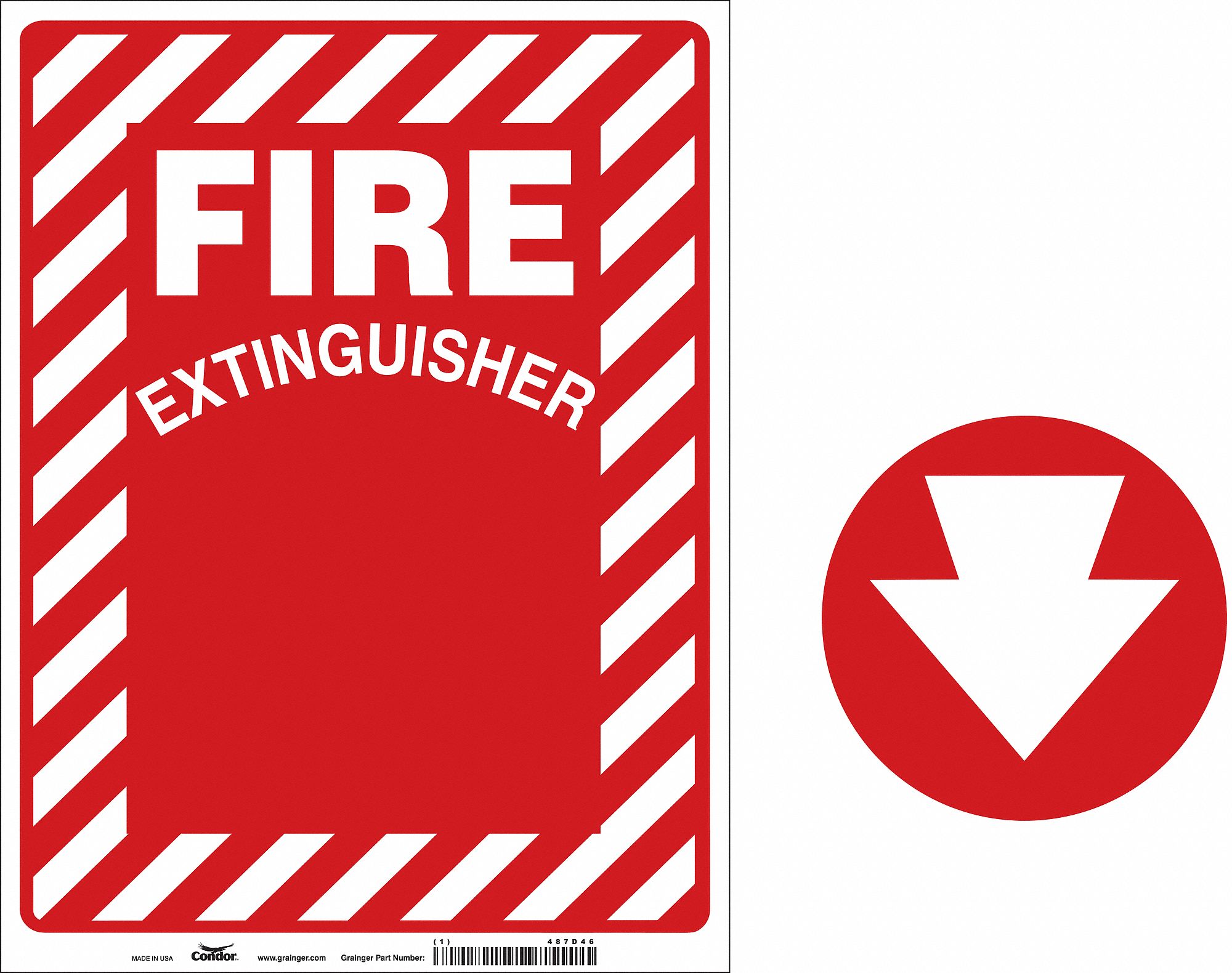 FIRE EXTINGUISHER SIGN, VINYL, ADHESIVE MOUNT, 12 IN X 9 IN NOMINAL SIGN SIZE, FIRE EXTINGUISHER