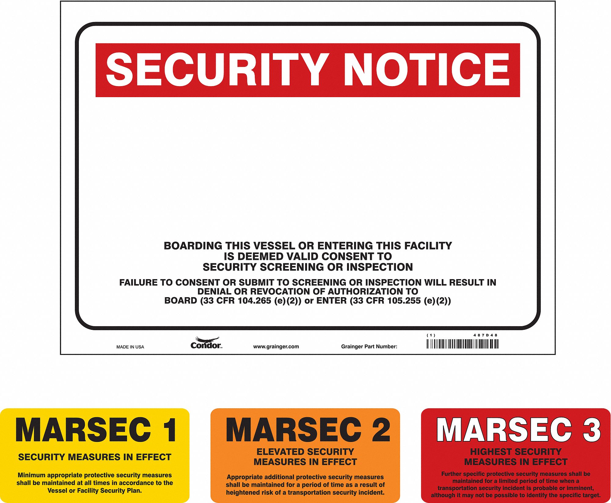 SECURITY SIGN, AL, HOLE MOUNT, 24 IN, 0.128 IN THICK, ENTERING THIS FACILITY IS DEEMED VALID CONSENT TO SECURITY SCRE...