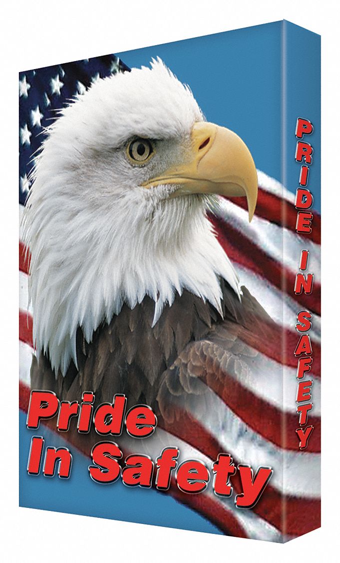 SAFETY SIGN, ALUMINUM, MOUNTING HOLES, 24 IN NOMINAL SIGN SIZE, 2 IN THICK, NO HEADER, PRIDE IN SAFETY