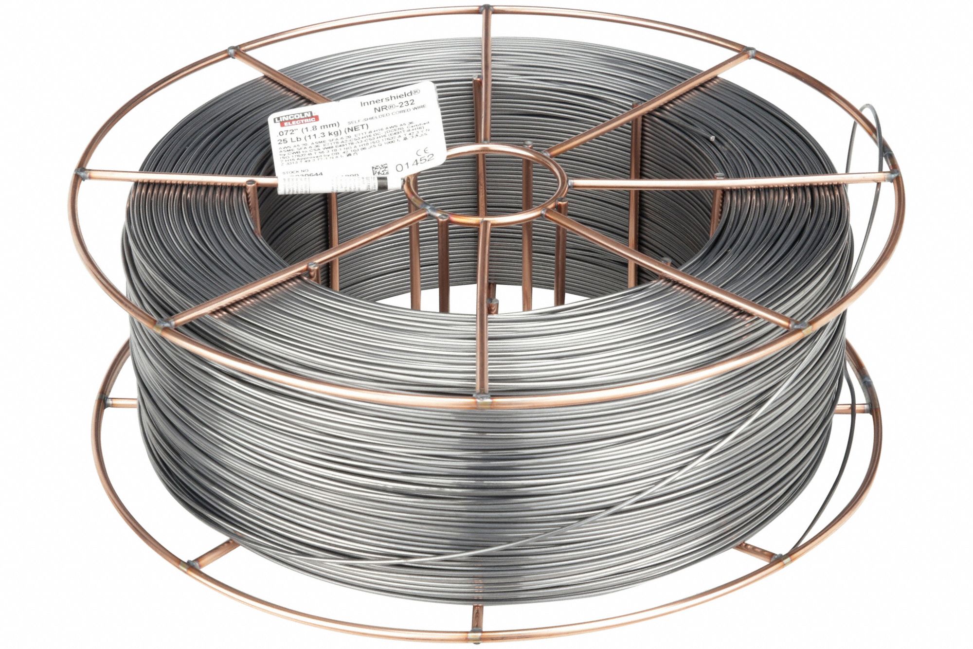 LINCOLN ELECTRIC Flux-Cored Welding Wire: Carbon Steel, E71T-8, 0.072 in,  25 lb, Innershield NR-232