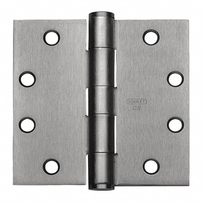 Butt Hinge: Steel, Full Mortise, 1 3/4 in Leaf Wd