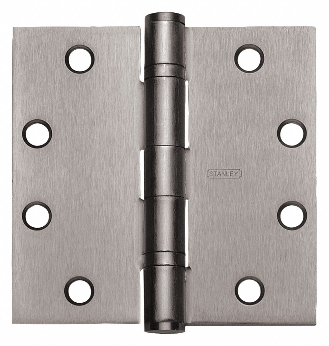 Butt Hinge: Steel, Full Mortise, 1 3/4 in Leaf Wd