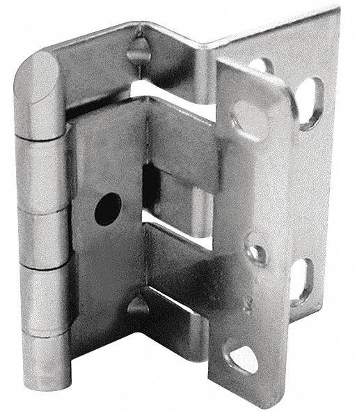 Concealed Hinge: 2 3/4 in Leaf Ht, 3 in Leaf Wd, 25 lb Load Capacity, 4 Holes per Leaf