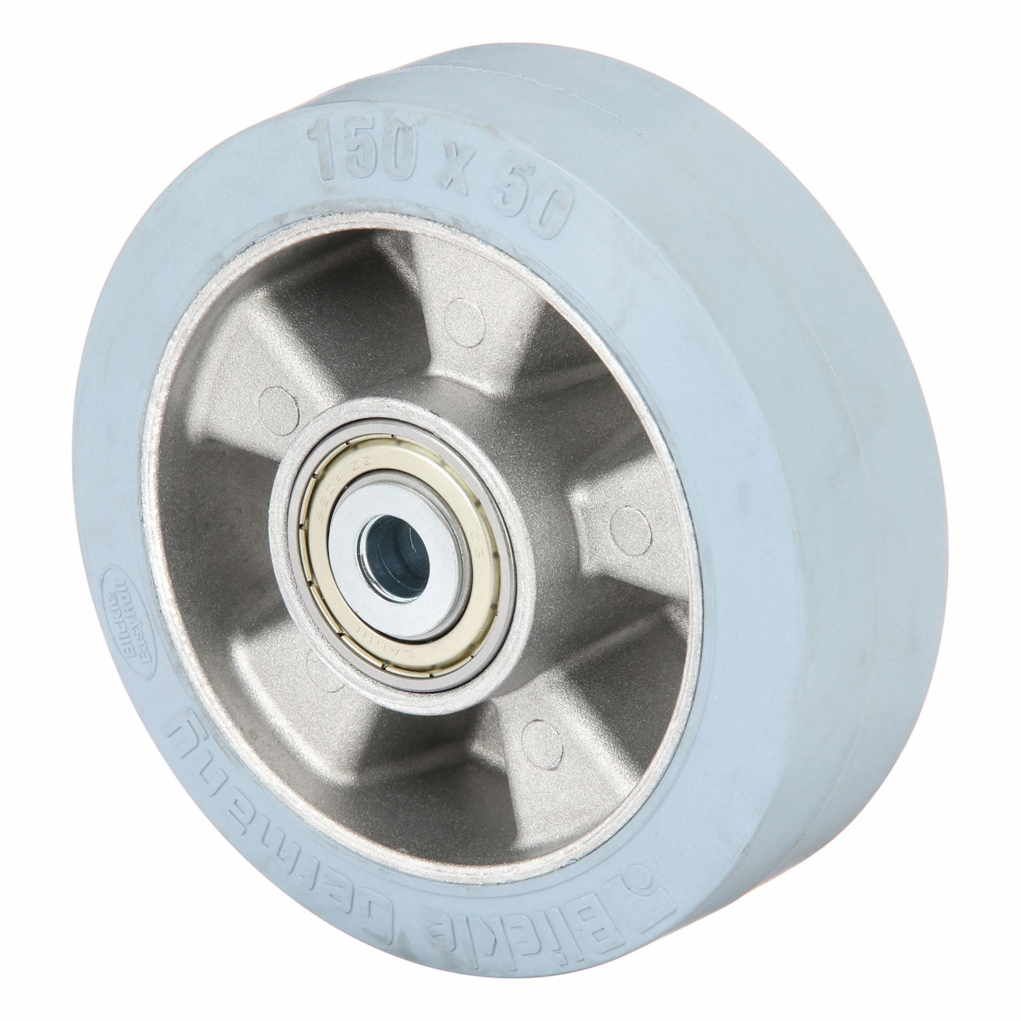 Caster Wheel: 5 7/8 in Wheel Dia., 2 in Wheel Wd, Rubber, 880 lb Load Rating, Gray
