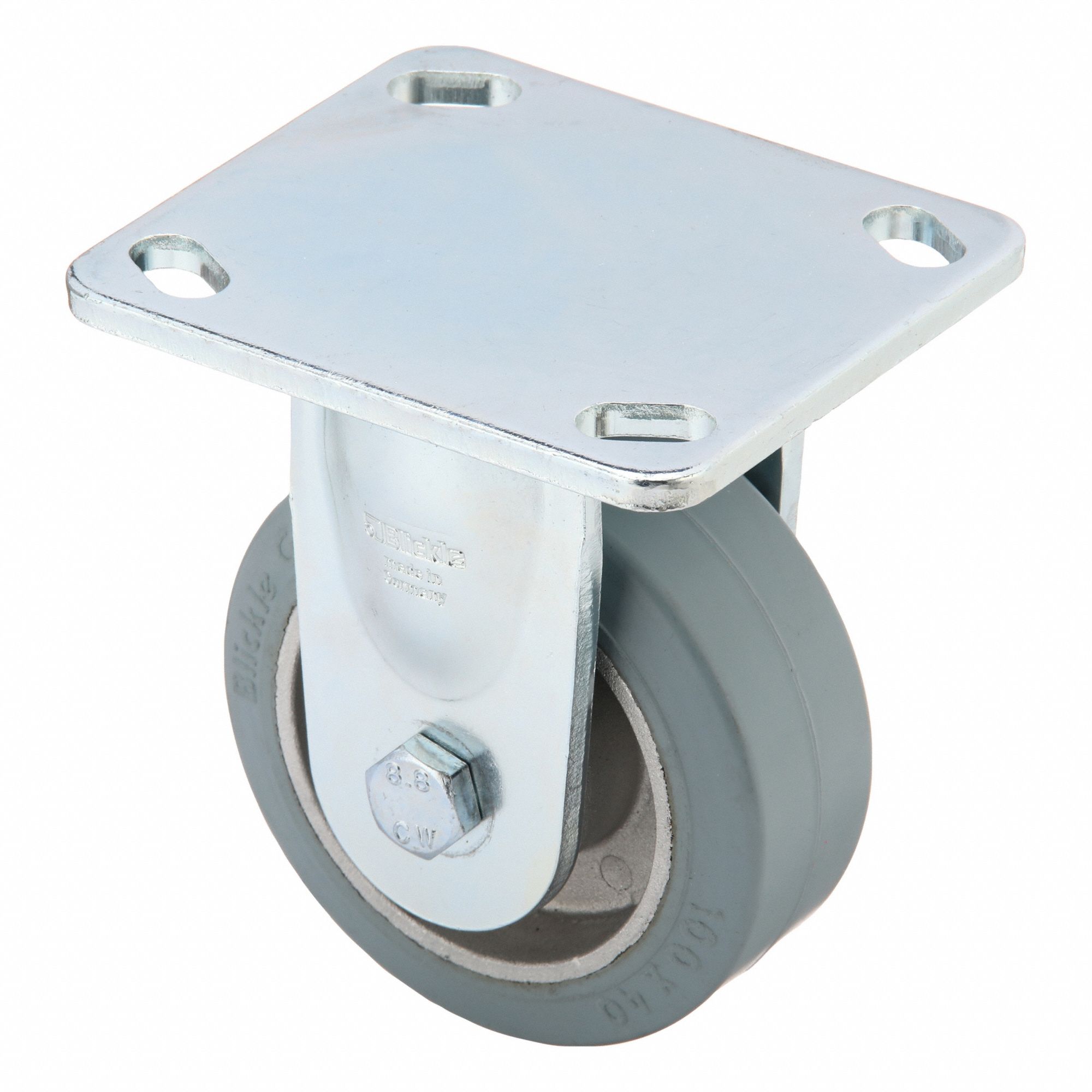 Plate Caster, Rigid, Rubber, 5 1/8"H