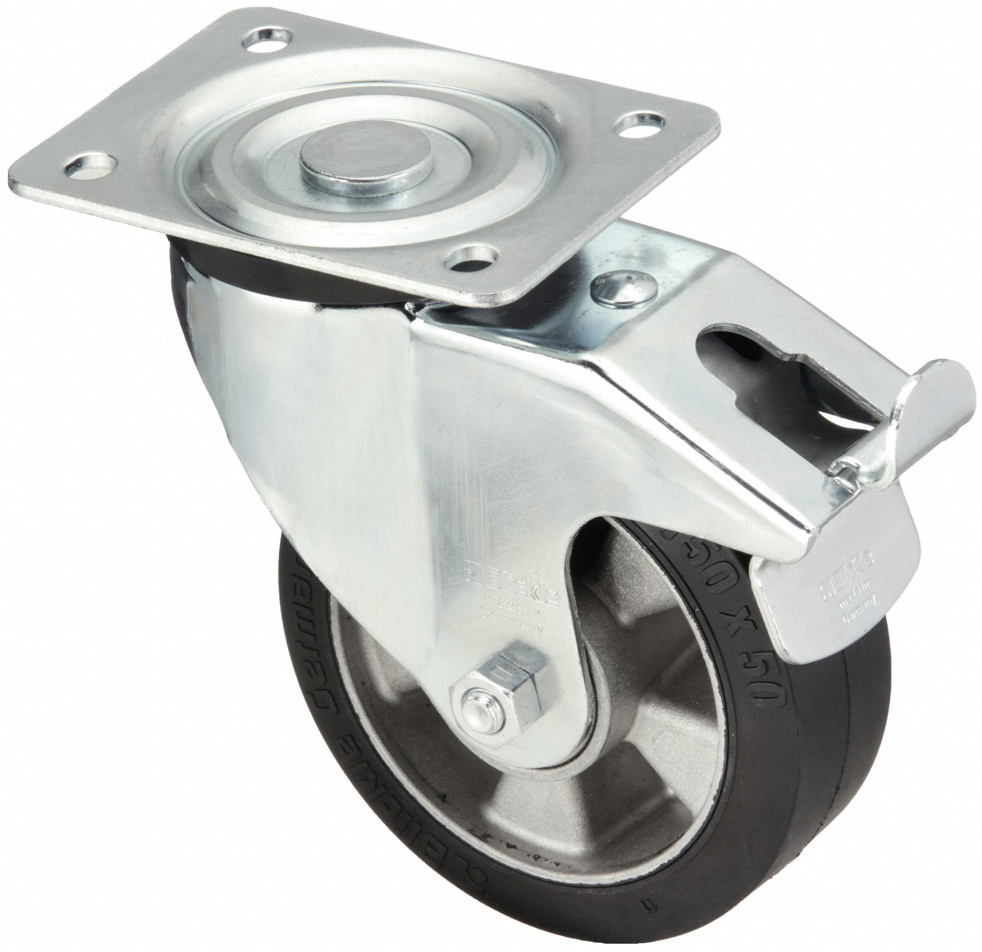 PLATE CASTER W/ FLAT-FREE,SWIVEL,495 LB.