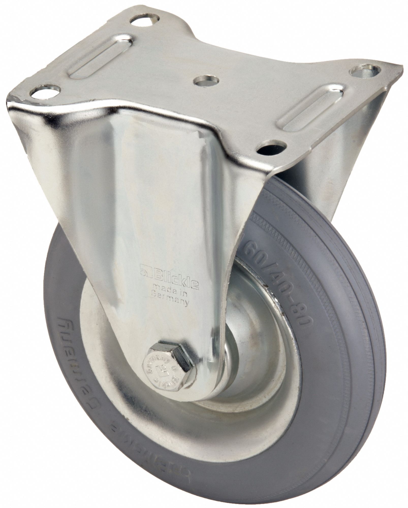 PLATE CASTER W/ FLAT-FREE,RIGID,150 LB.