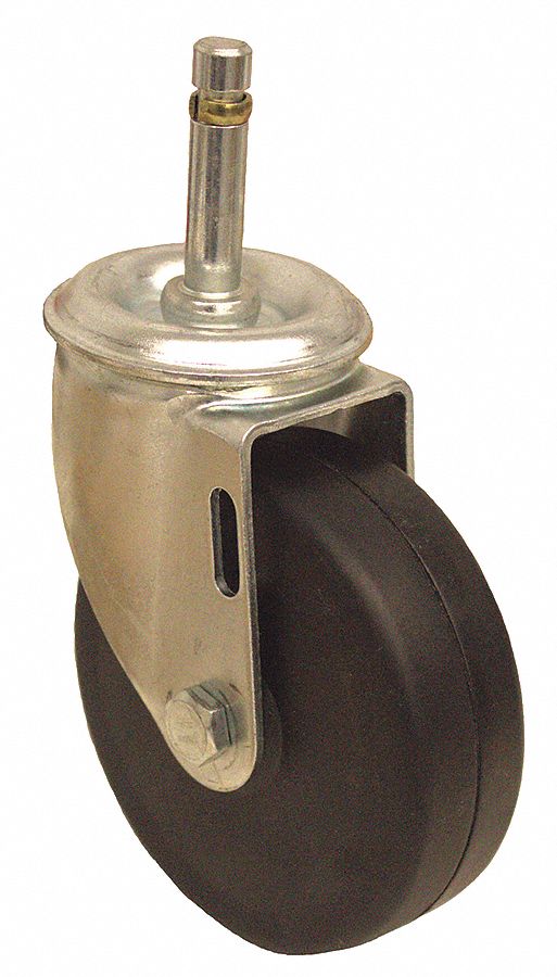 NSF-LISTED SANITARY FRICTION-RING STEM CASTER, 4 IN WHEEL DIA, 150 LB, RUBBER, STD