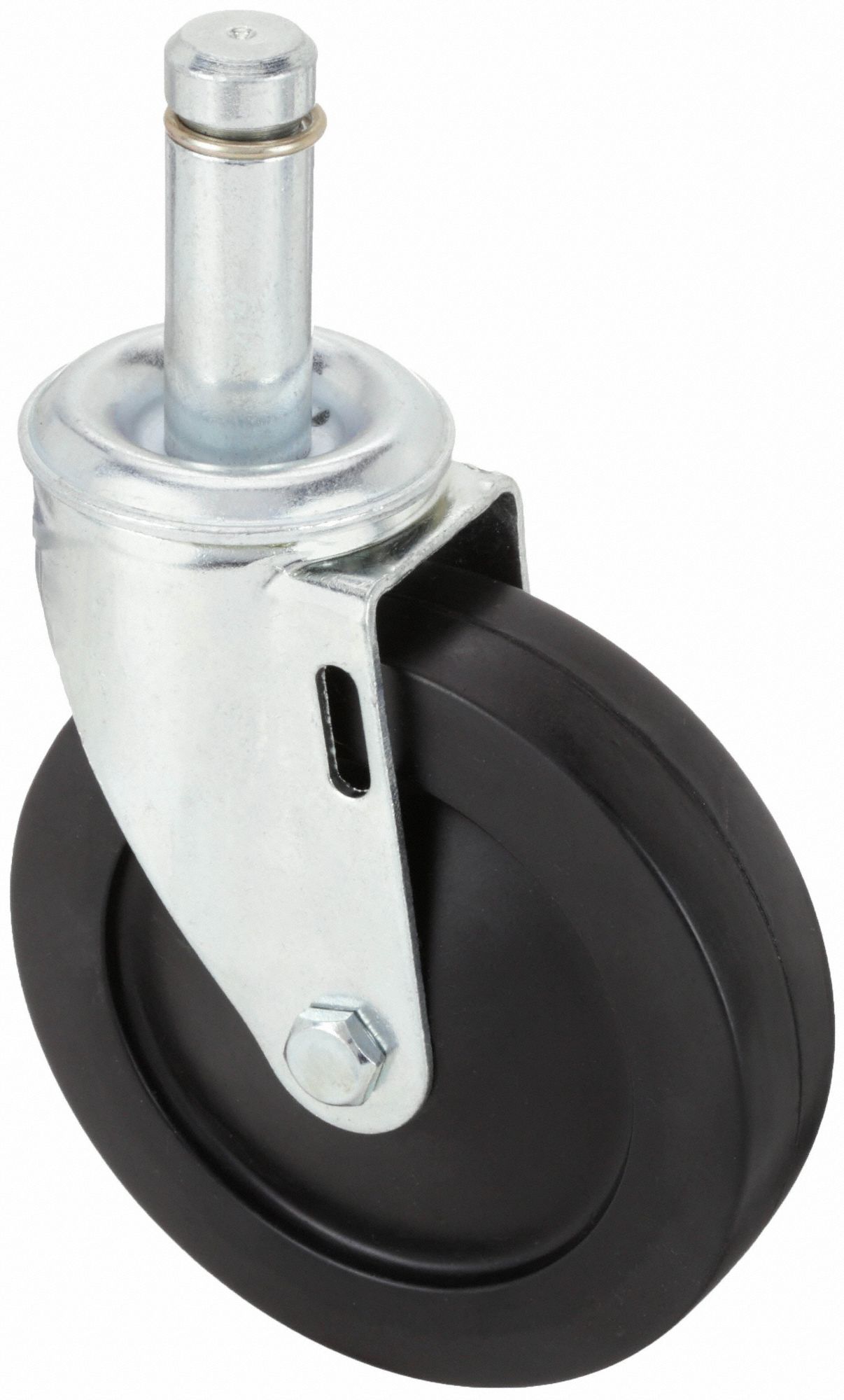 Stem Caster: Swivel, No Brake, 5 in Wheel Dia., 1 1/4 in Wheel Wd, 6 in Mounting Ht