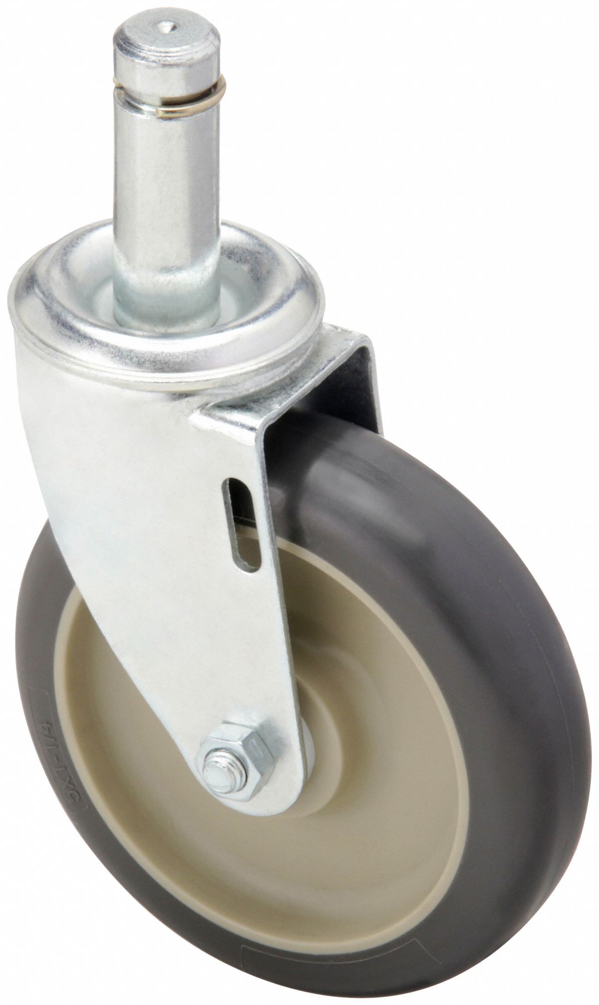 NSF-LISTED SANITARY FRICTION-RING STEM CASTER, 5 IN WHEEL DIA, 325 LB, POLYURETHANE