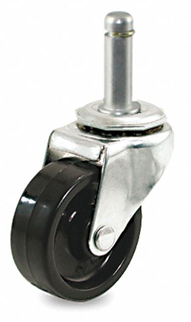 Stem Caster: Swivel, No Brake, 4 in Wheel Dia., 1 in Wheel Wd, Polyolefin, Plastic