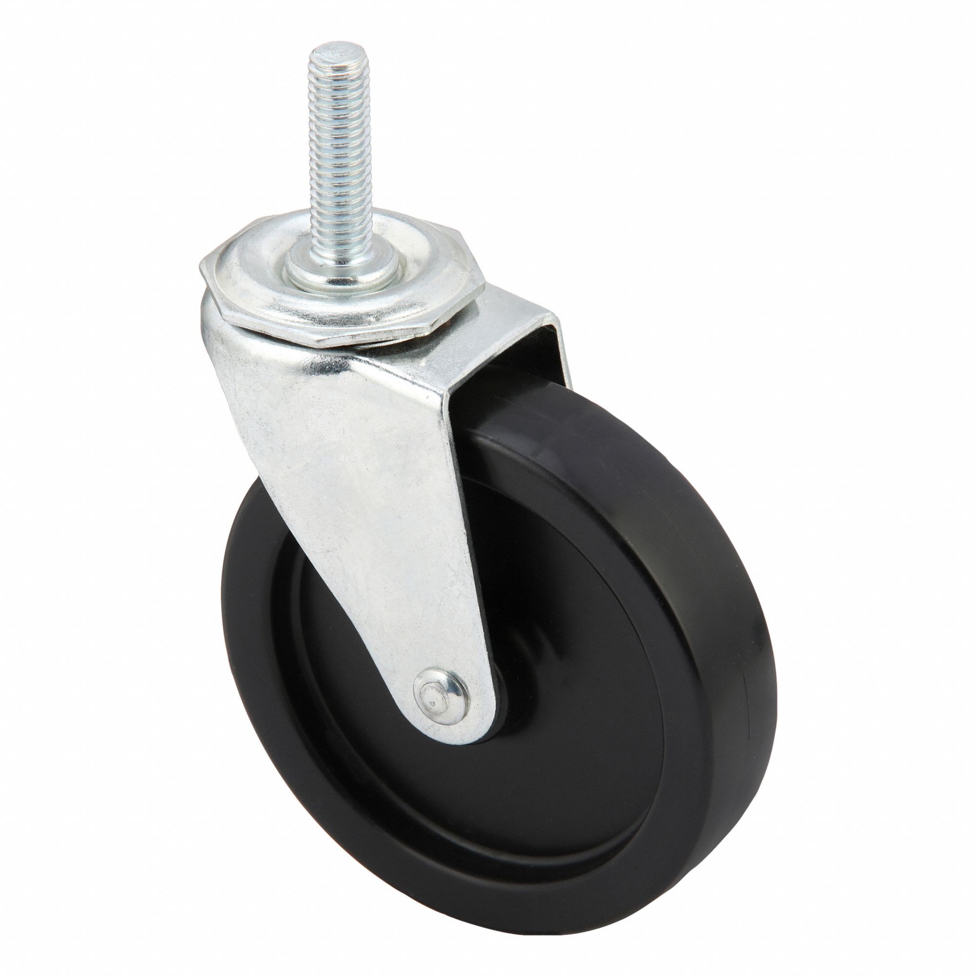 Stem Caster: Inch, Swivel, 4 in Wheel Dia., 1 in Wheel Wd, 4 13/16 in Mounting Ht