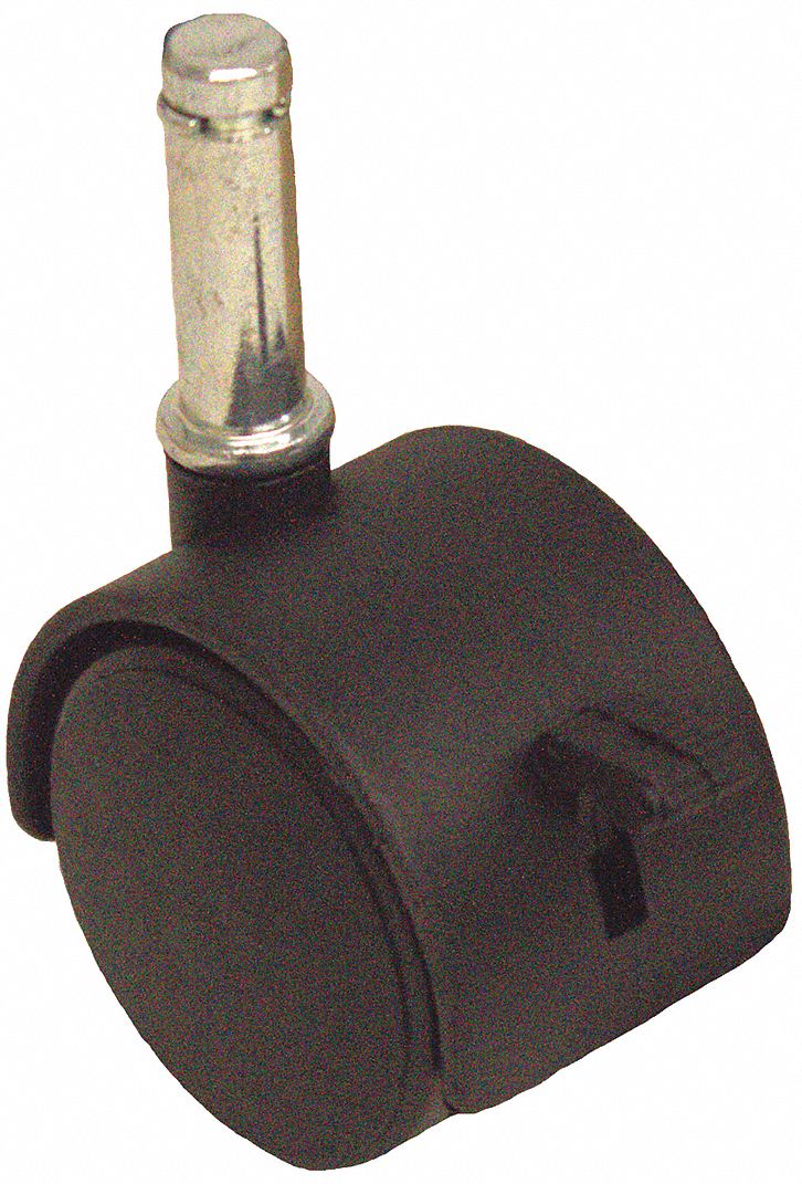 Stem Caster: Swivel, Side Brake, 2 3/8 in Wheel Dia., 2 in Wheel Wd, Nylon, Nylon