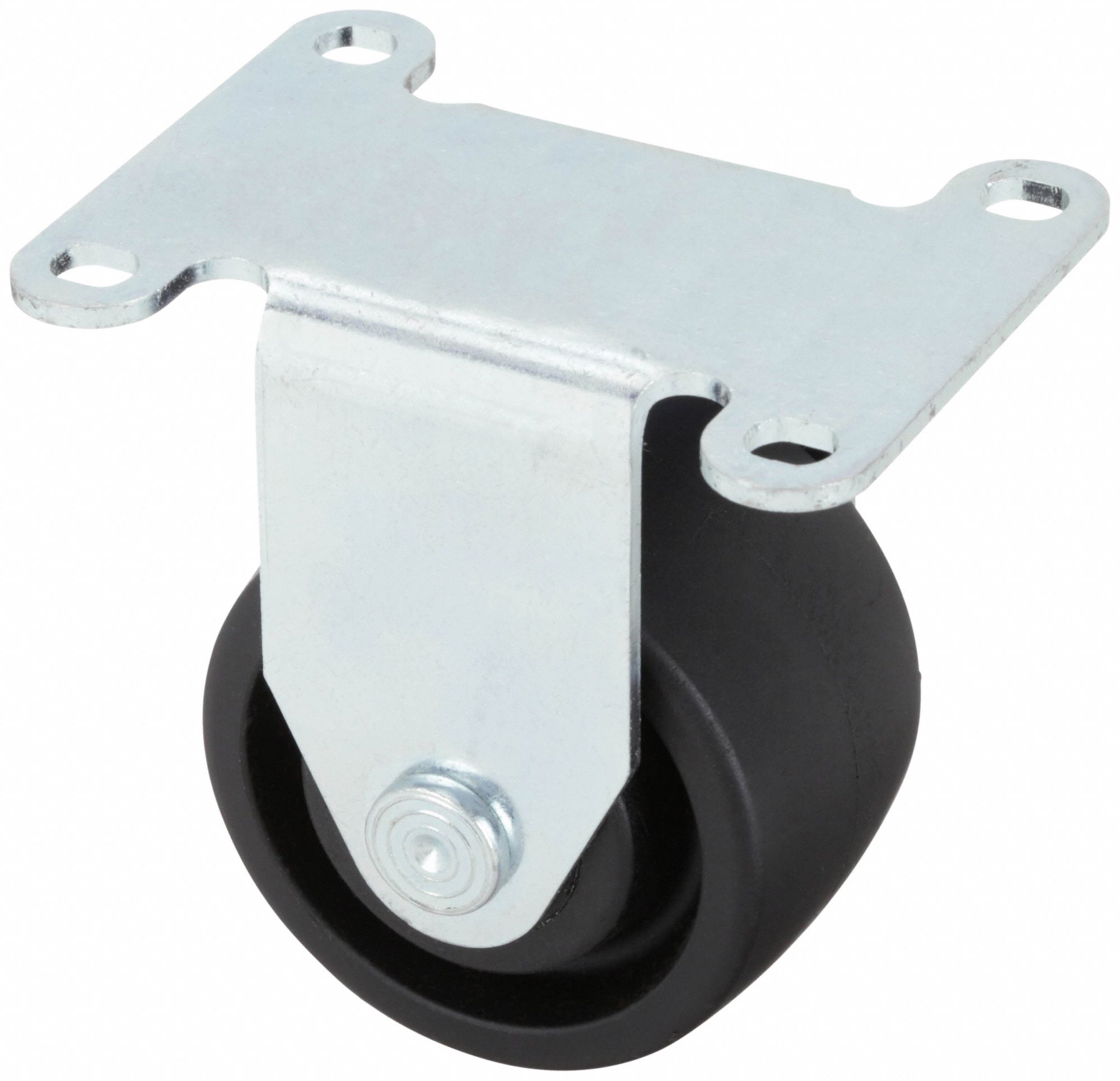 Plate Caster: Rigid, No Brake, Nylon, 3 in Wheel Dia, 1 5/8 in Wheel Wd, Hole, Ball