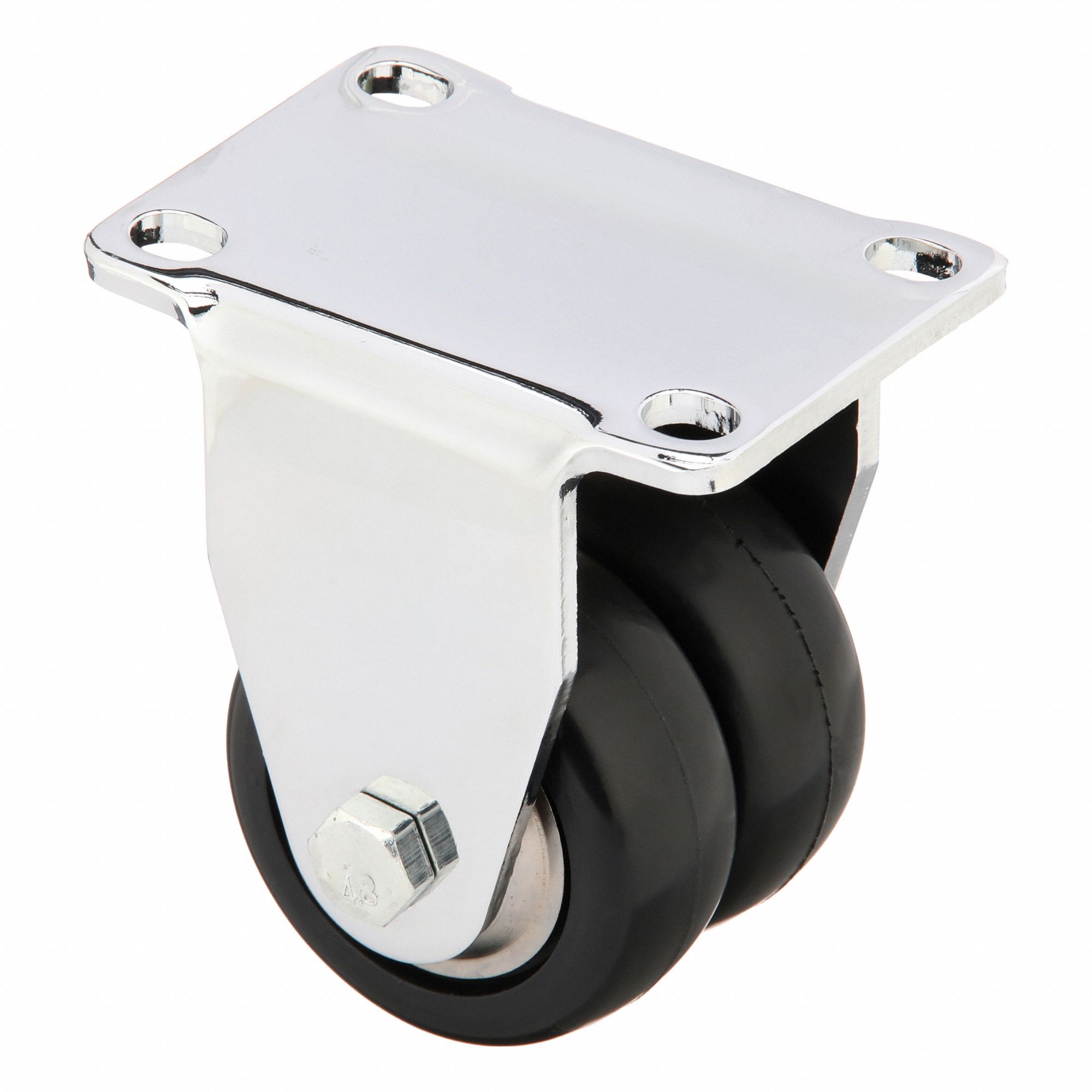 Plate Caster: Rigid, No Brake, Rubber, 2 1/2 in Wheel Dia, 1 in Wheel Wd, Slot, Ball