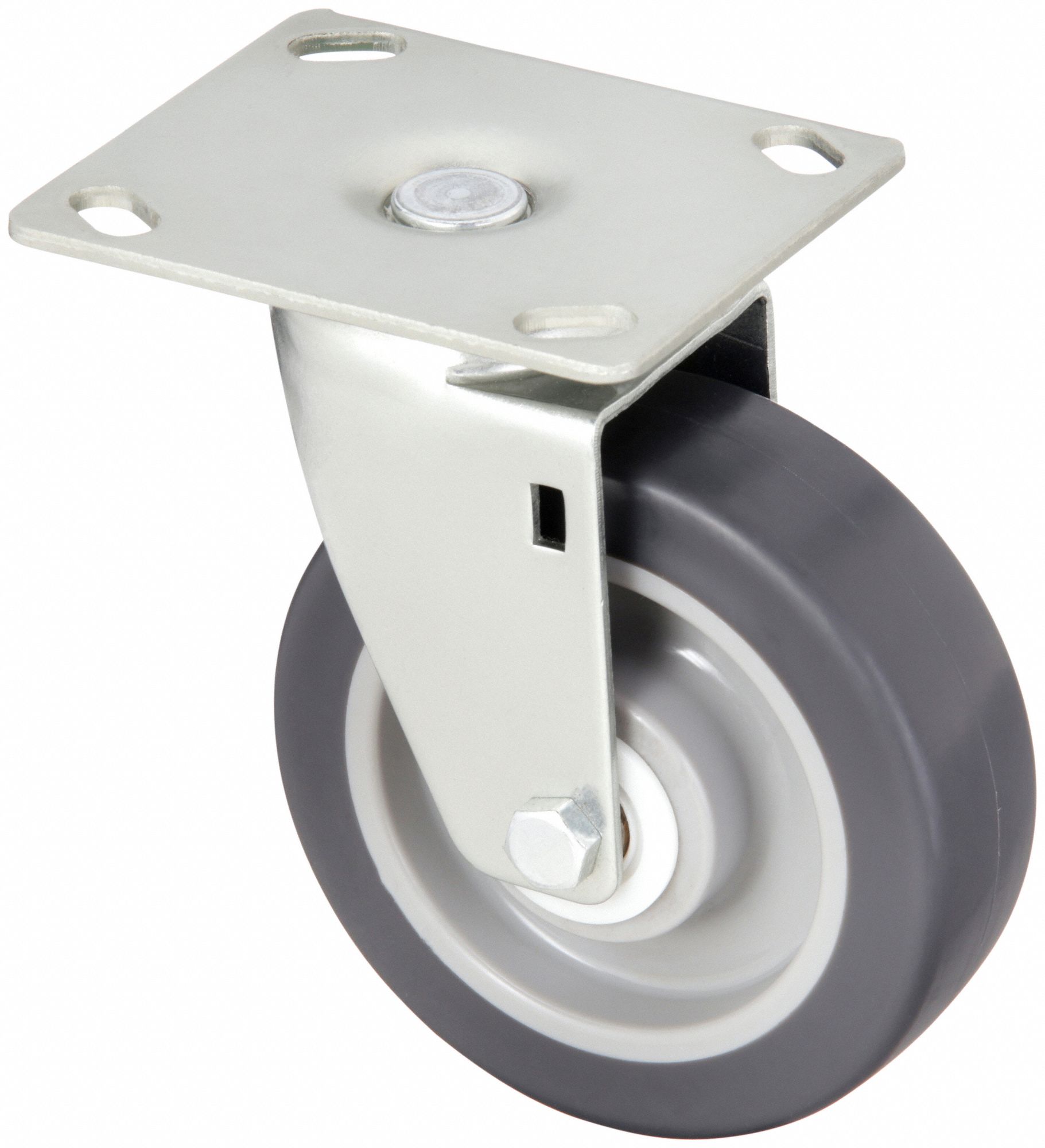 STANDARD PLATE CASTER, 5 IN WHEEL DIAMETER, 240 LB, 6¼ IN MOUNTING H, SWIVEL CASTER