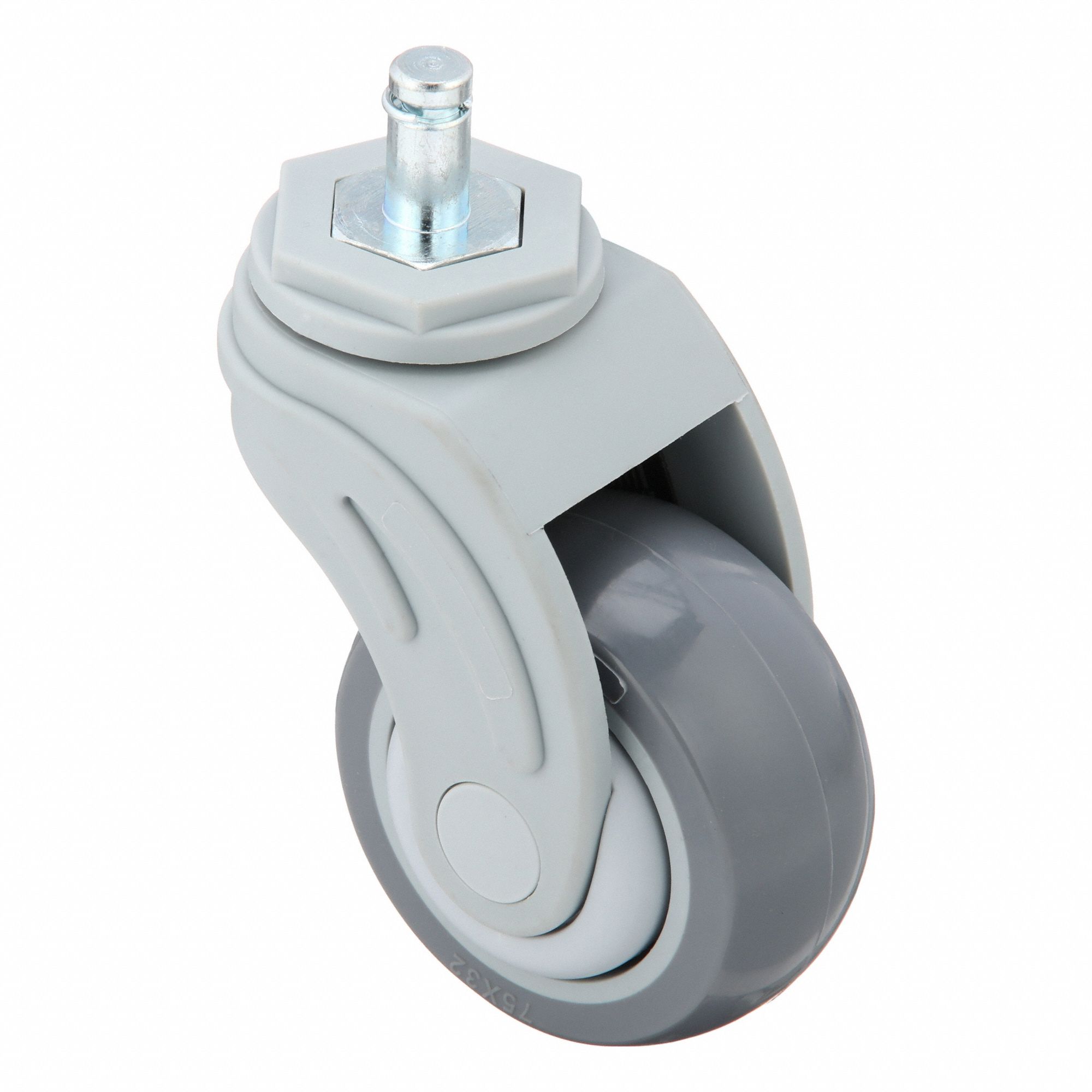 Stem Caster: Swivel, No Brake, 3 in Wheel Dia., 1 1/4 in Wheel Wd, Polyurethane, Std