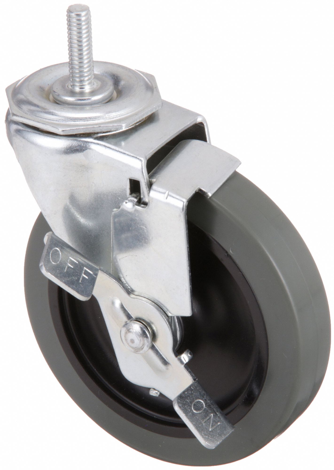 Stem Caster: Inch, Swivel, 4 in Wheel Dia., 1 in Wheel Wd, 4 13/16 in Mounting Ht
