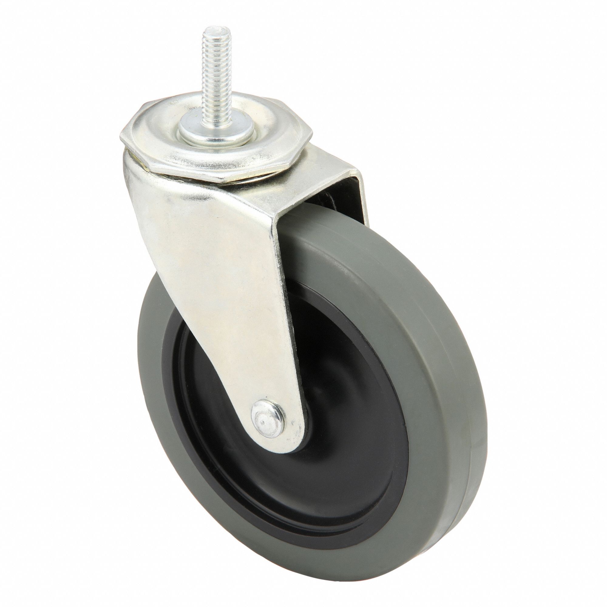 Stem Caster: Inch, Swivel, 4 in Wheel Dia., 1 in Wheel Wd, 4 13/16 in Mounting Ht