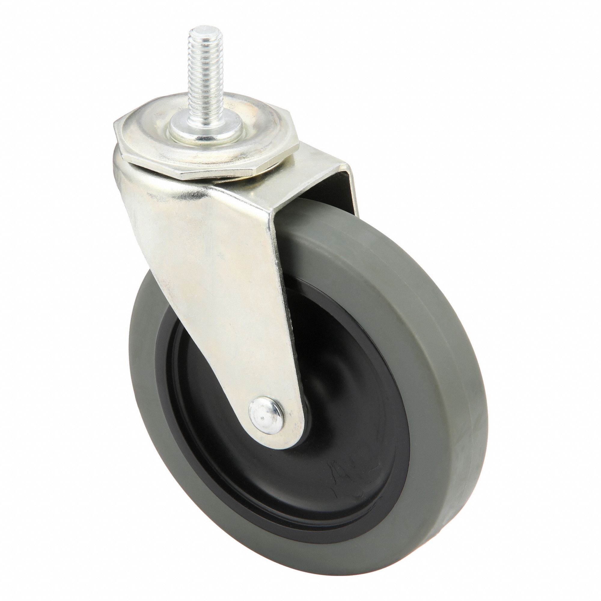 Stem Caster: Inch, Swivel, 4 in Wheel Dia., 1 in Wheel Wd, 4 13/16 in Mounting Ht