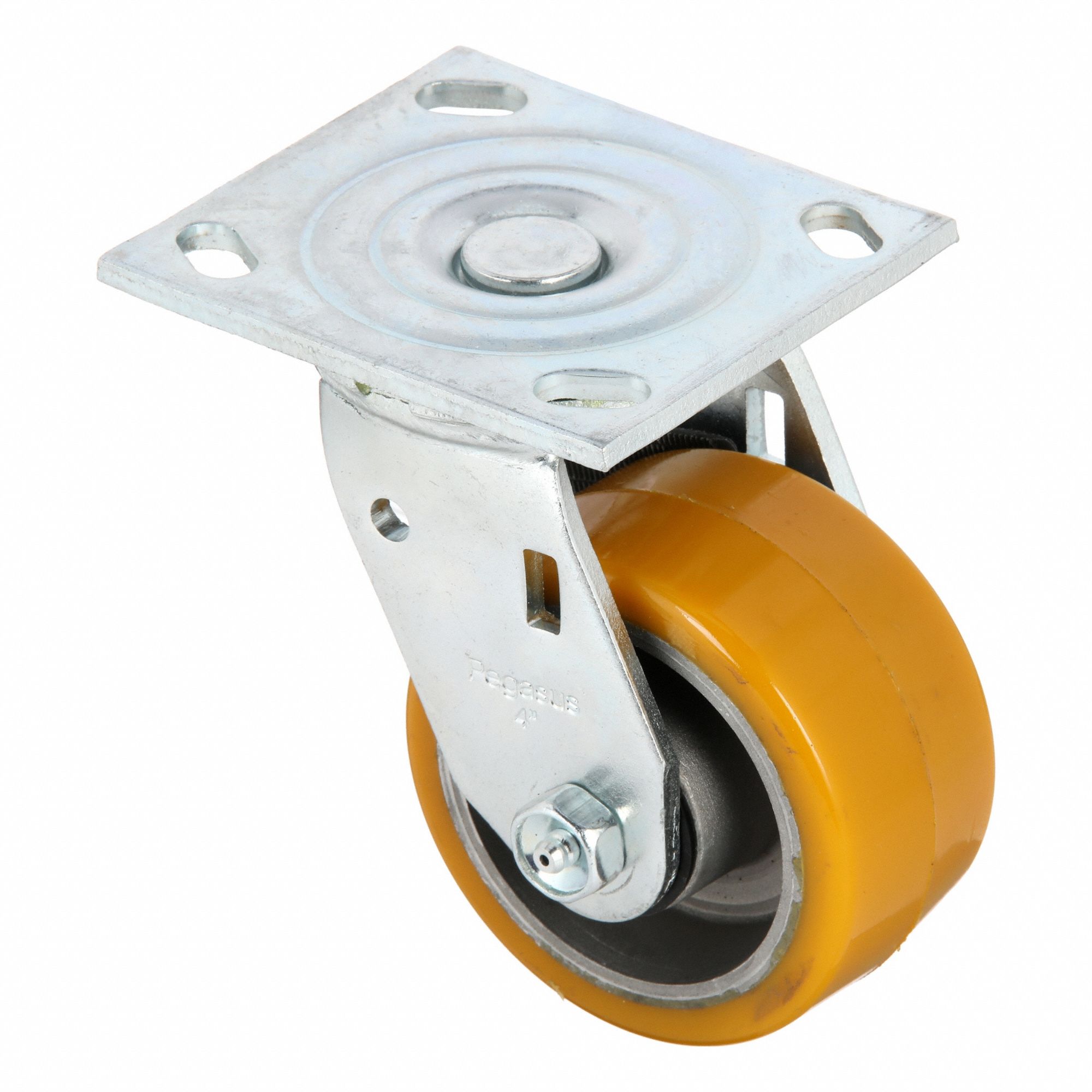 Plate Caster, Swivel, Polyurethane, 5 5/8"H