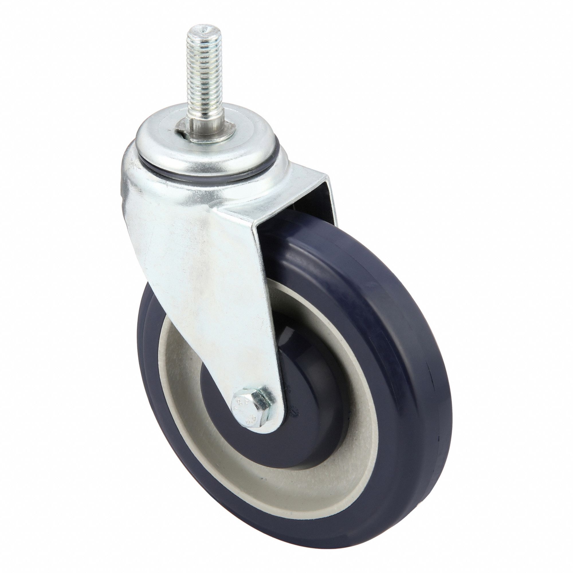 Stem Caster: Inch, Swivel, 5 in Wheel Dia., 1 1/4 in Wheel Wd, 5 7/8 in Mounting Ht